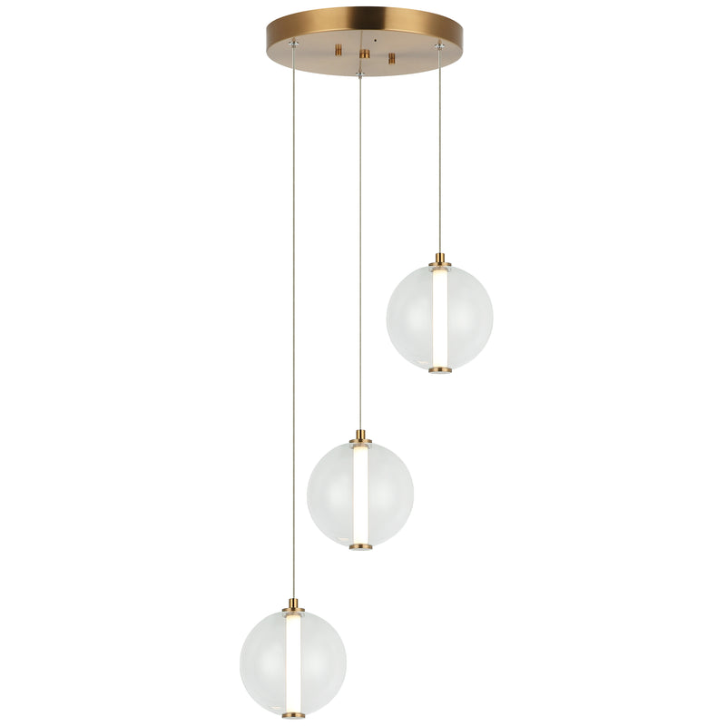 Belange 3 Light Suspension Aged Gold Brass By Matteo