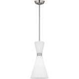 Belcarra Pendant — 8", Etched White, Brushed Steel