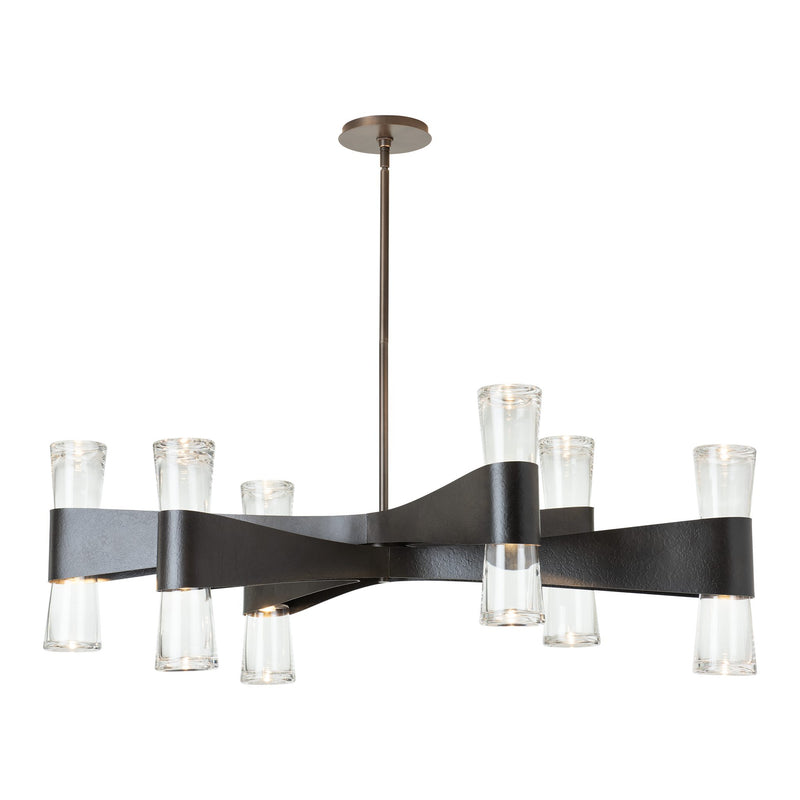 Bellis 6-Arm 12-Light Oval Chandelier, shown in Dark Smoke, by Hubbardton Forge