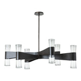 Bellis 6-Arm 12-Light Oval Chandelier, shown in Dark Smoke, by Hubbardton Forge