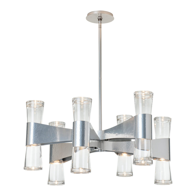Bellis 6-Arm 12-Light Round Chandelier, shown in Sterling, by Hubbardton Forge