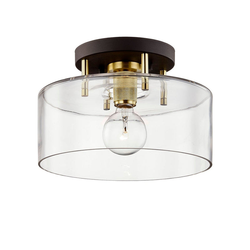Bergamot Station Semi Flush - Small - Bronze with Brushed Brass by Troy Lighting