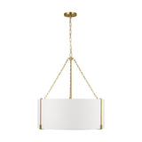 Bergen Shade Pendant — 28 1/4", White Linen, Burnished Brass
