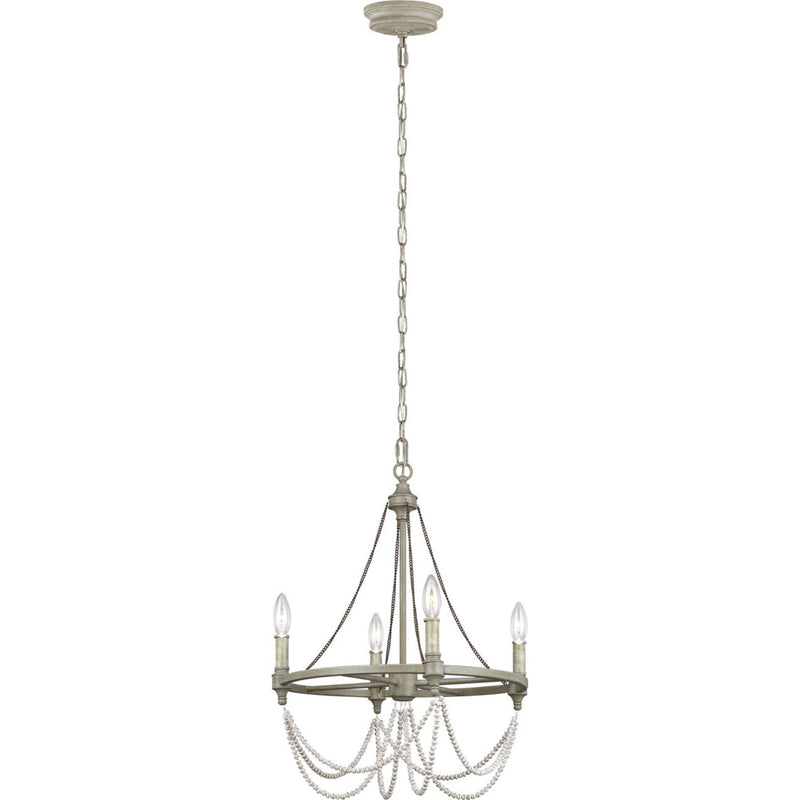 Beverly Chandelier — 18", French Washed Oak / Distressed White Wood