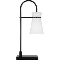 Binx Task Table Lamp — 10 1/2", White Linen, Midnight Black