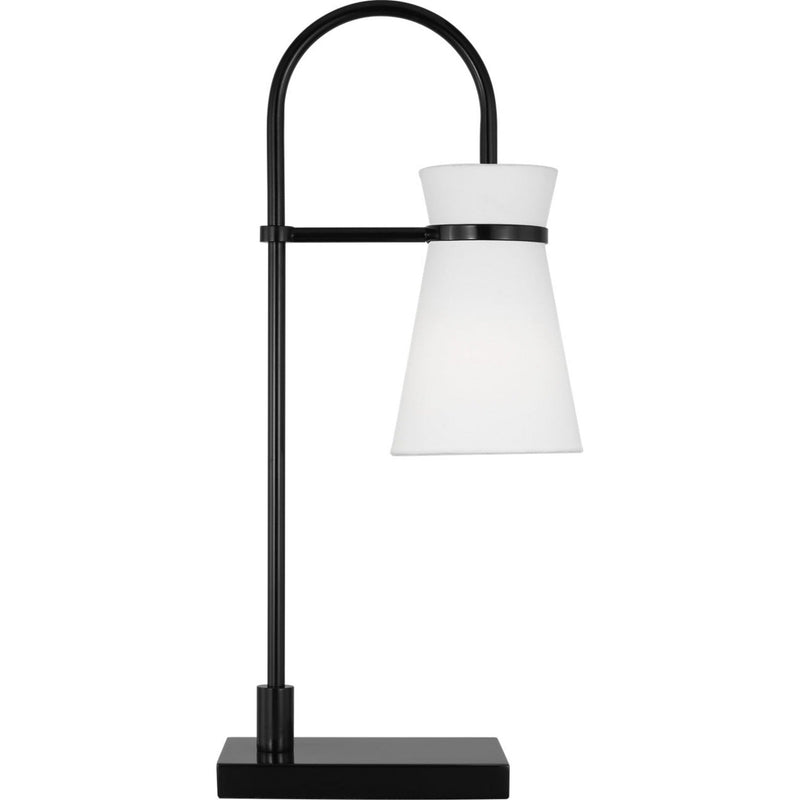 Binx Task Table Lamp — 10 1/2", White Linen, Midnight Black