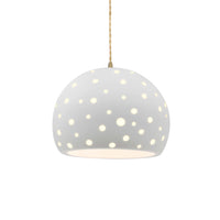 Bisque-Beige Twisted Cord Perforated Large Globe Pendant by Justice Design