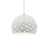 Bisque-Beige Twisted Cord Perforated Large Globe Pendant by Justice Design