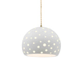 Bisque-Beige Twisted Cord Perforated Medium Globe Pendant by Justice Design