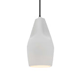 Bisque-Black Cord Crease Tall Ceramic Pendant by Justice Design