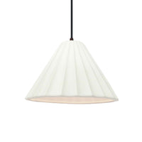 Bisque-Black Cord Short Fluted Ceramic Pendant by Justice Design
