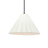 Bisque-Black Cord Short Fluted Ceramic Pendant by Justice Design