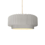 Bisque Beige Twisted Cord Ceramic Small Tier Pendant by Justice Design