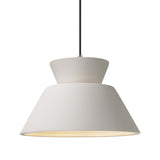 Bisque Black Cord Trapezoid Medium Ceramic Pendant by Justice Design