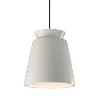 Bisque Black Cord Trapezoid Tall Ceramic Pendant by Justice Design