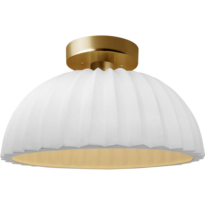 Bisque Brushed Brass Ceramic Pleated Dome Semi-Flush by Justice Design