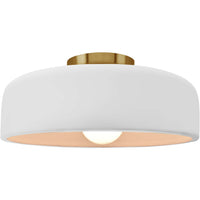 Bisque Brushed Brass Ceramic Small Spire Semi-Flush by Justice Design