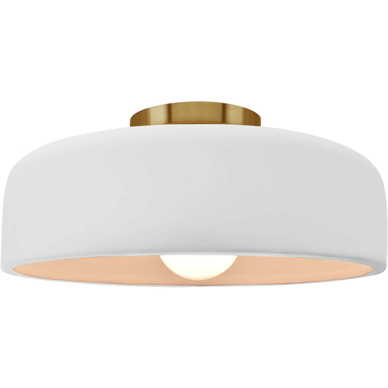 Bisque Brushed Brass Ceramic Small Spire Semi-Flush by Justice Design