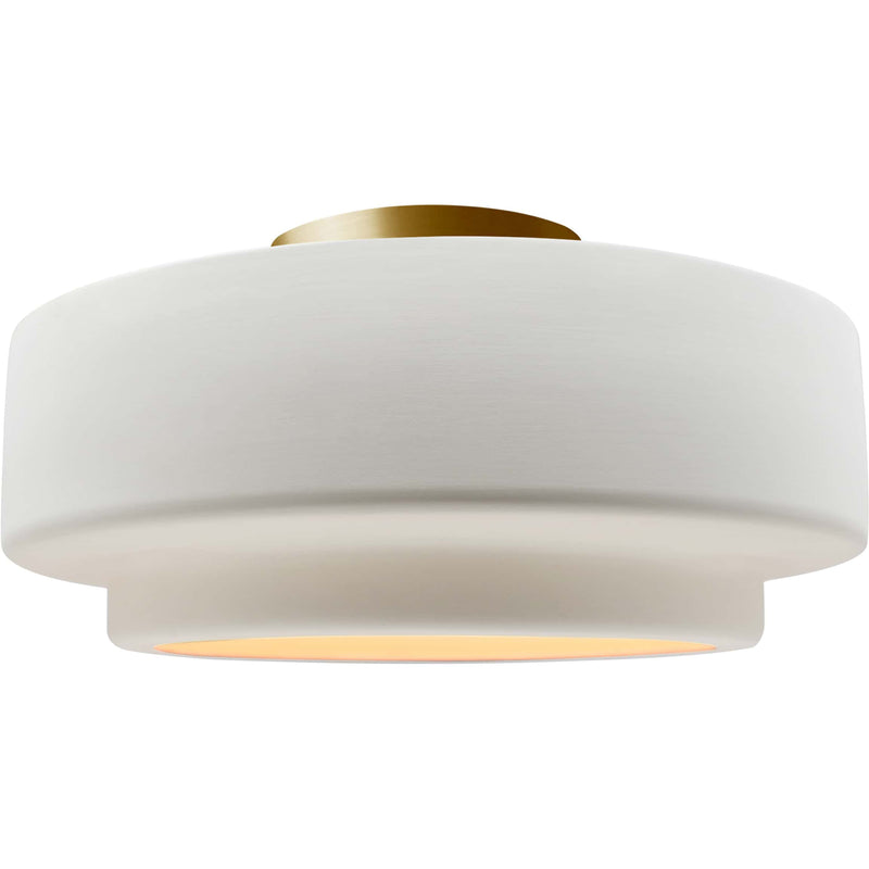 Bisque Brushed Brass Ceramic Small Tier Semi-Flush by Justice Design