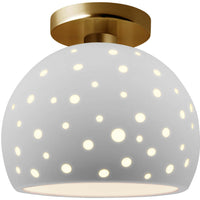 Bisque Brushed Brass Perforated Medium Globe Semi- Flush by Justice Design