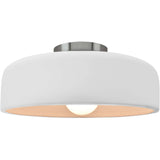 Bisque Brushed Nickel Ceramic Small Spire Semi-Flush by Justice Design