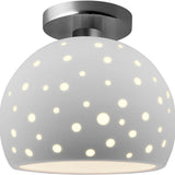 Bisque Brushed Nickel Perforated Medium Globe Semi- Flush by Justice Design