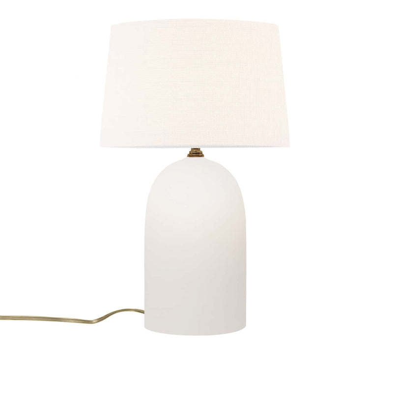 Bisque White Linen Fabric Ceramic Tall Kava Table Lamp with Fabric Shade by Justice Design