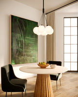 Black-Opal Glass 17inch Bolla Chandelier by Kuzco Lighting in Living Room