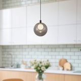 Black-Smoked Glass Bolla Pendant by Kuzco Lighting