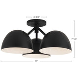 Black 17inch Fosso Semi-Flush Mount by Kuzco Lighting Dimensions