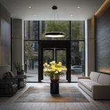 Black Chrome Ringwall 4CCT LED Pendant by WAC Lighting in Living Room