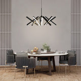 Matt Black Konnect Chandelier P10 by Seed Design in Dining Room