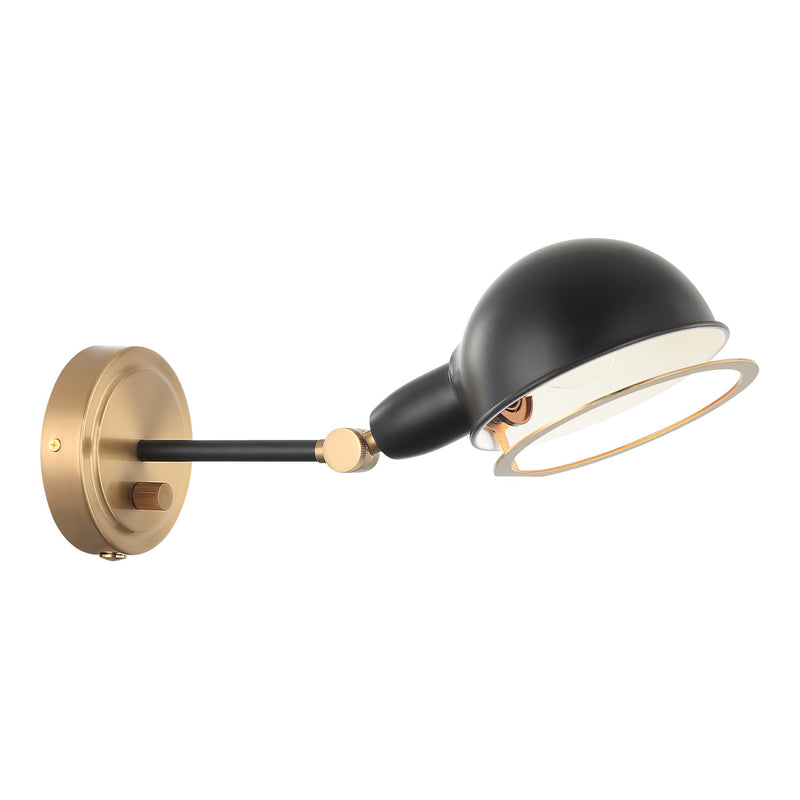 Blare Wall Sconce 11 Inch Aged Gold Brass + Black