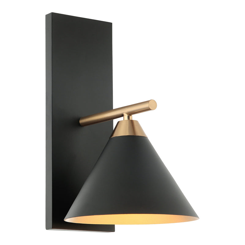 Bliss Wall Sconce 8 Inch Aged Gold Brass + Matte Black