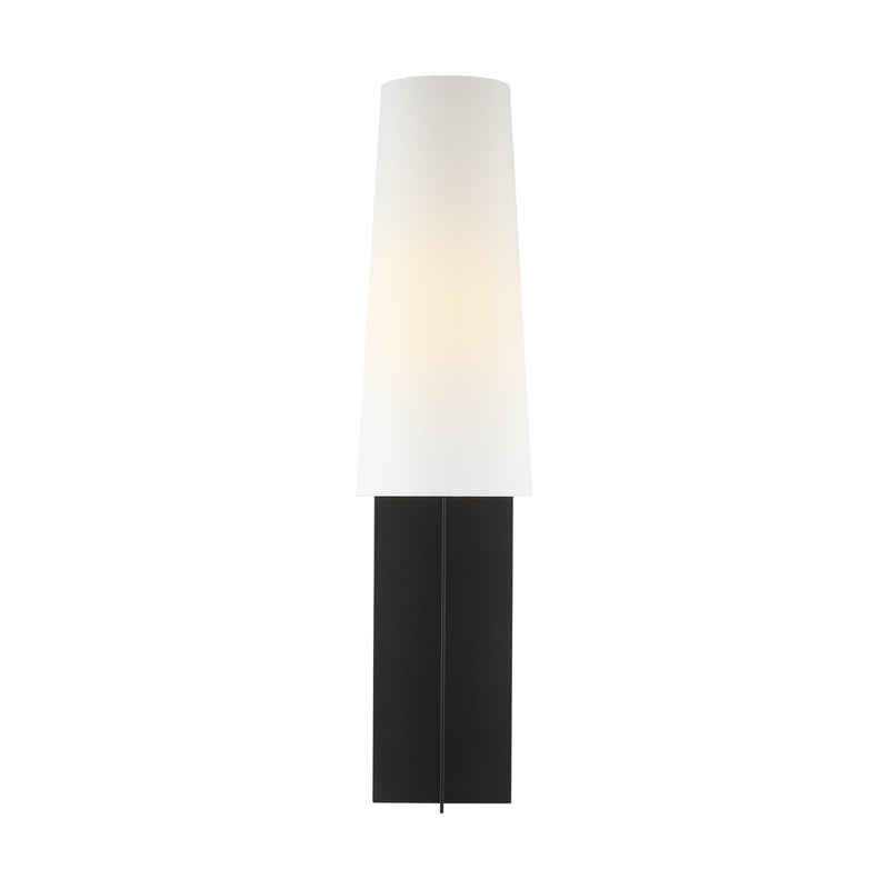 Blocco Floor Lamp — 13", White Linen, Midnight Black