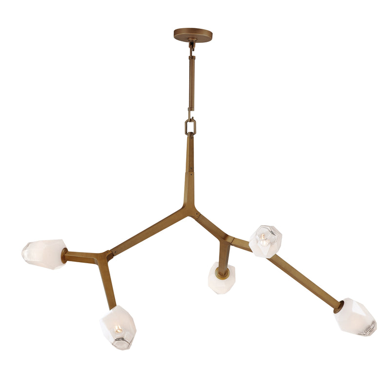 Blossom LED Pendant by ET2 - 5-Light Natural Aged Brass