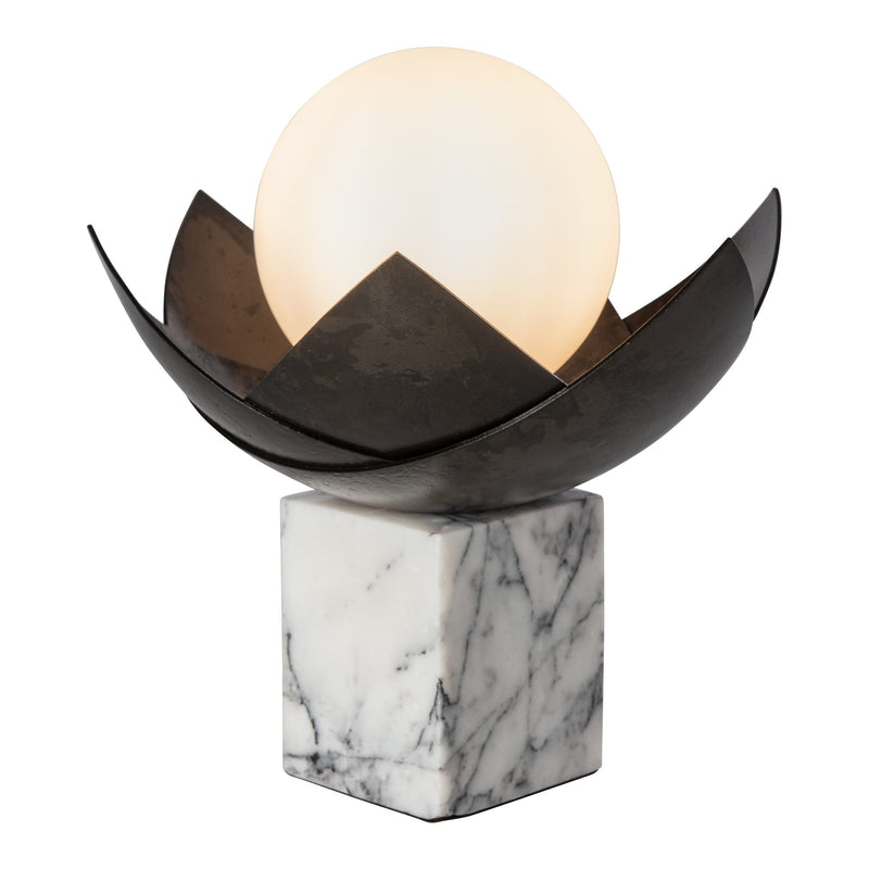 Blossom Mini Table Lamp, shown in Dark Smoke, Lilac Marble, by Hubbardton Forge