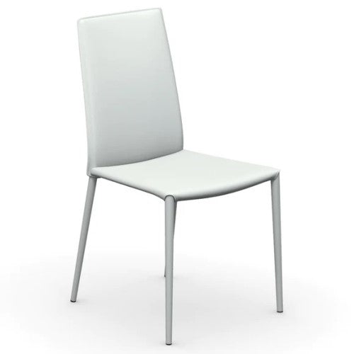 BOHEME DINING CHAIR BY CONNUBIA, COLORS: OPTIC WHITE, METAL, REGENERATED LEATHER, SET OF 2, | CASA DI LUCE LIGHTING