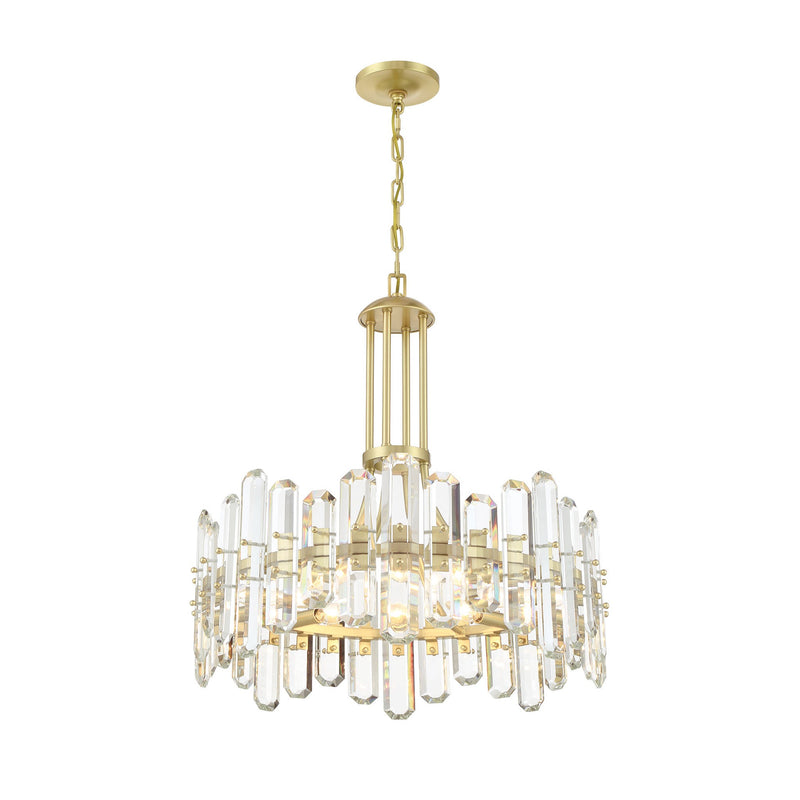 Bolton Rock Crystal Chandelier 24.75" Aged Brass