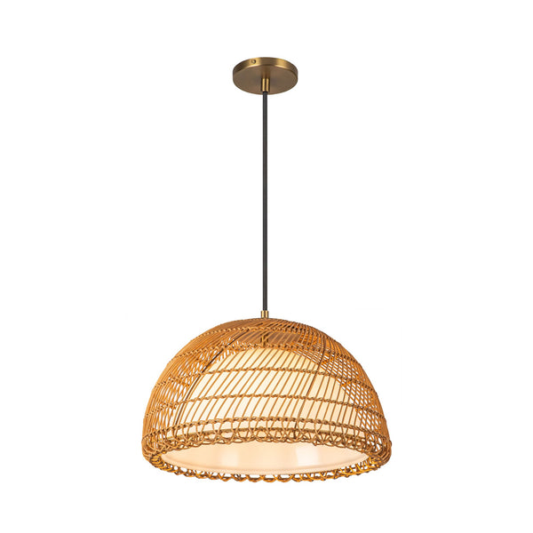 Bondi Pendant Light Brushed Gold Opal Matte Glass Small By Alora Front View