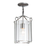 Bow Lantern Semi-Flush Mount, shown in Vintage Platinum, Clear Glass, by Hubbardton Forge