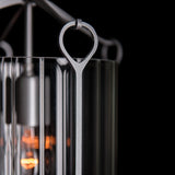 Bow Lantern Semi-Flush Mount detail in Vintage Platinum, Clear Glass, by Hubbardton Forge