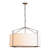 Bow Pendant Large, shown in Dark Smoke, Natural Anna Shade, by Hubbardton Forge