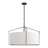 Bow Pendant Large in Black, Natural Anna Shade by Hubbardton Forge