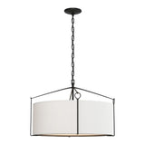 Bow Pendant Small in Black, Natural Anna Shade by Hubbardton Forge