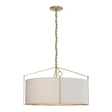 Bow Pendant Small in Modern Brass, Flax Shade by Hubbardton Forge