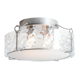 Bow Semi-Flush Mount Large, shown in Vintage Platinum, Water Glass, by Hubbardton Forge