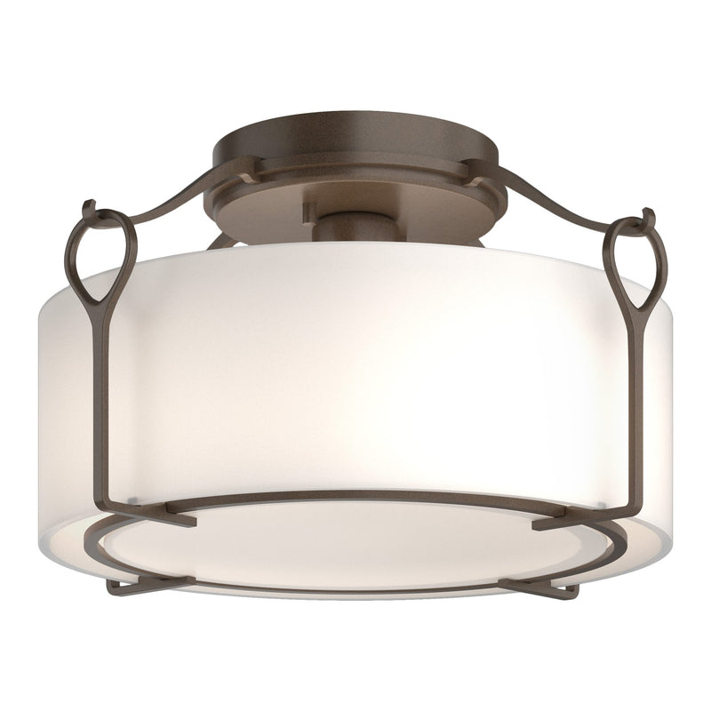 Bow Semi-Flush Mount Small in Bronze, Opal Glass by Hubbardton Forge