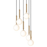 Brass/Opal Small Miira 6 Multi-Light Suspension by Nuura