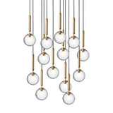 Brass/Optic Clear Small Miira 13 Multi-Light Suspension by Nuura